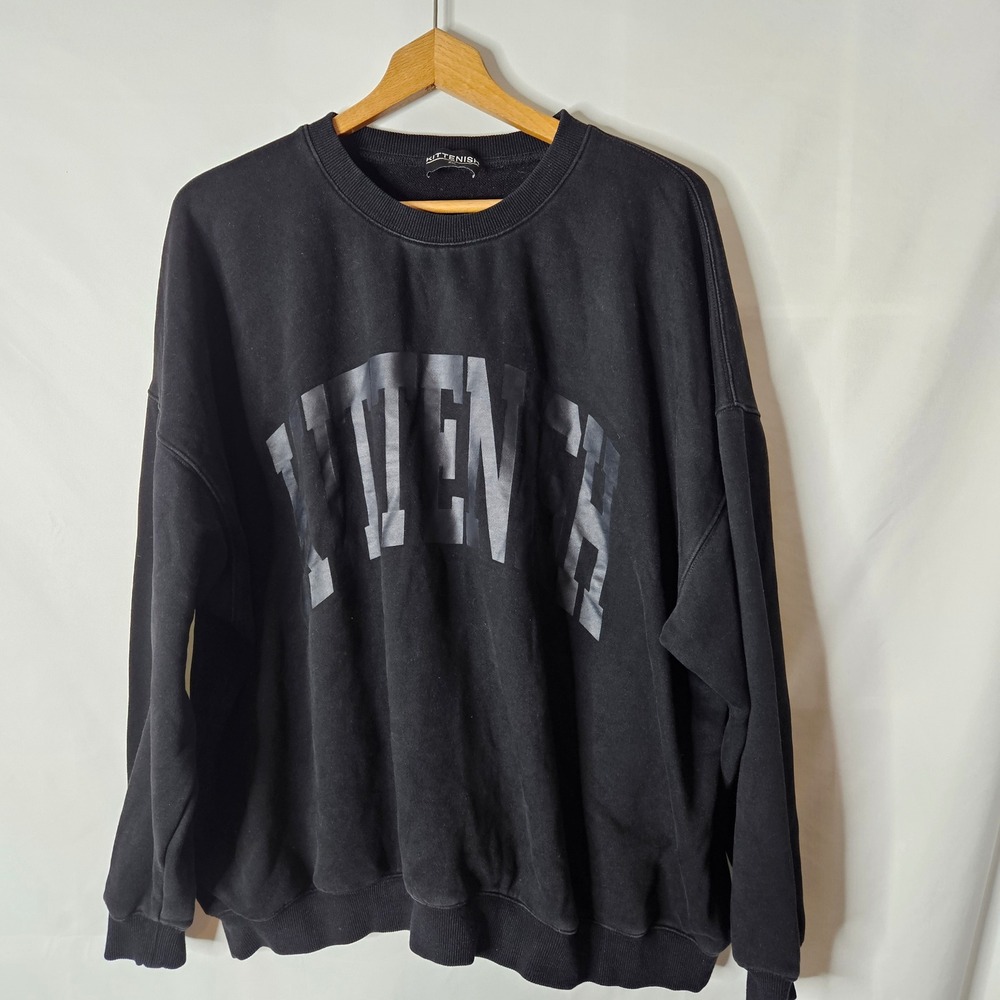 Kittenish Black Crew Neck Sweatshirt sz XXL